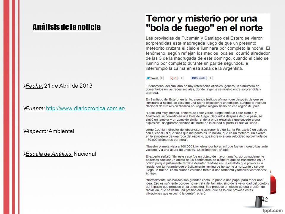 Análisis de la noticia Fecha: 21 de Abril de 2013