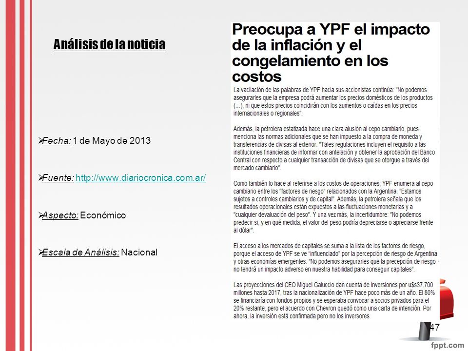 Análisis de la noticia Fecha: 1 de Mayo de 2013