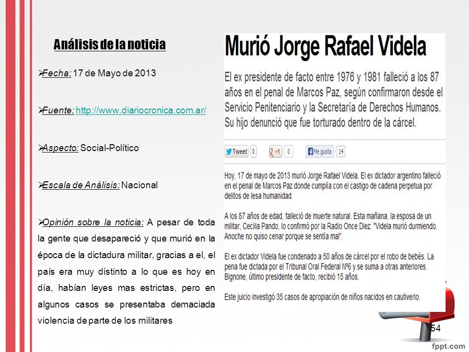 Análisis de la noticia Fecha: 17 de Mayo de 2013