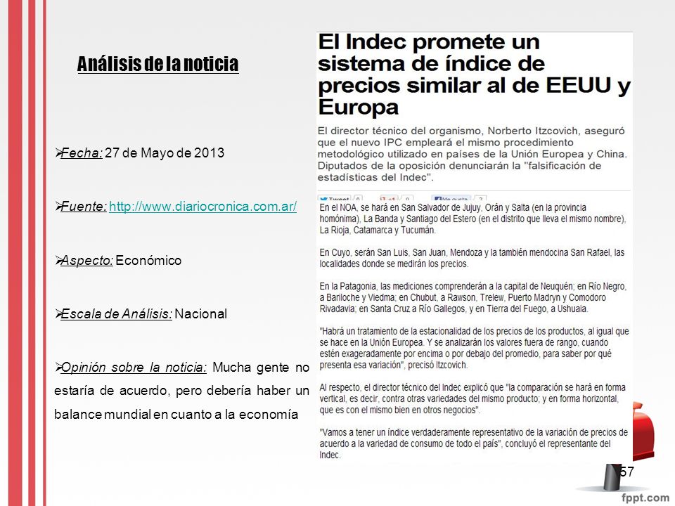 Análisis de la noticia Fecha: 27 de Mayo de 2013