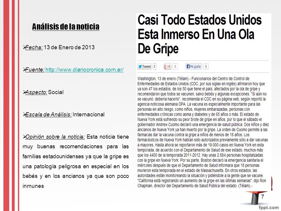 Análisis de la noticia Fecha: 13 de Enero de 2013