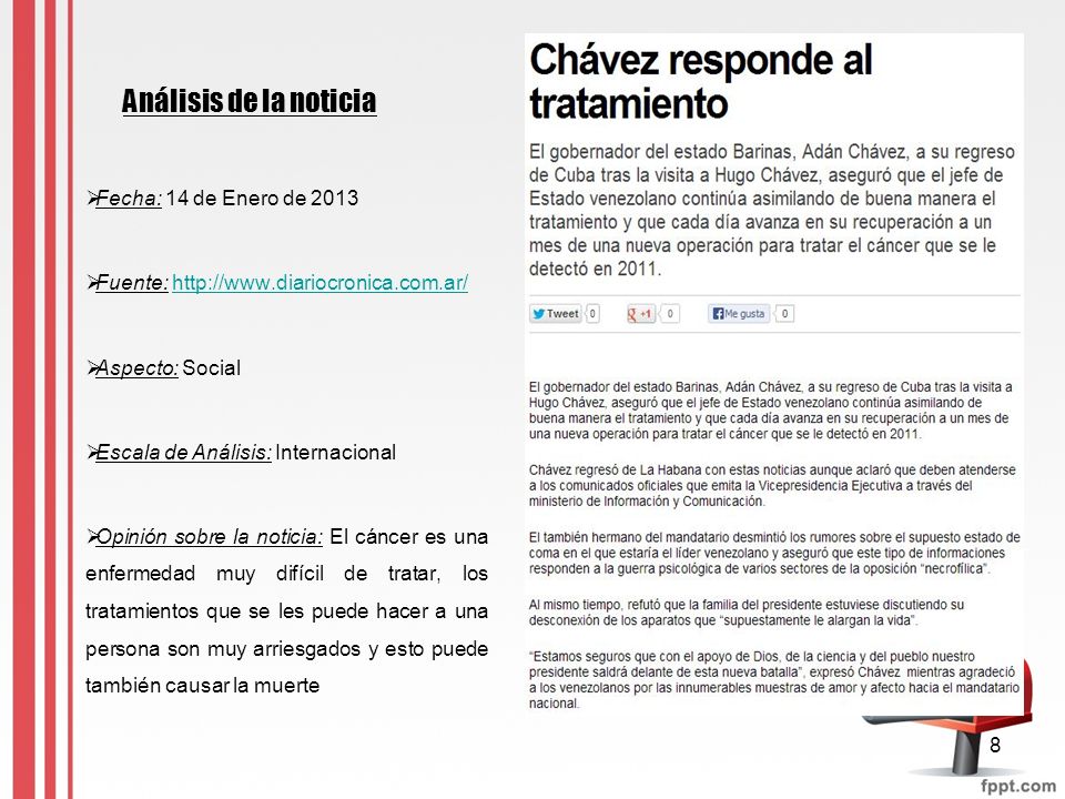 Análisis de la noticia Fecha: 14 de Enero de 2013