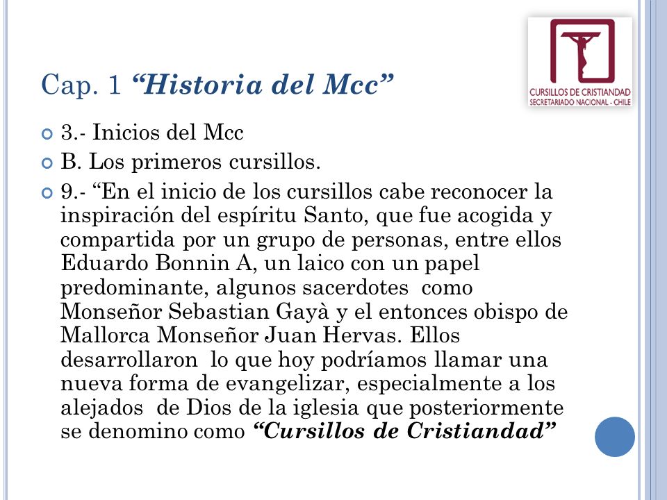 Cap. 1 Historia del Mcc 3.- Inicios del Mcc