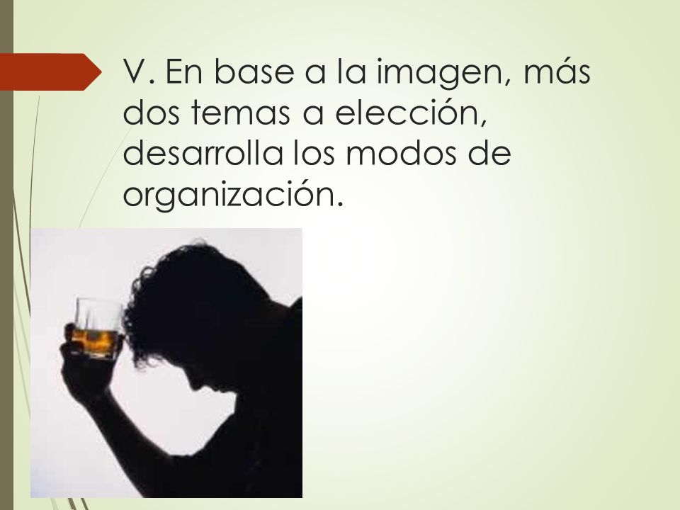 V. En base a la imagen, más dos temas a elección, desarrolla los modos de organización.