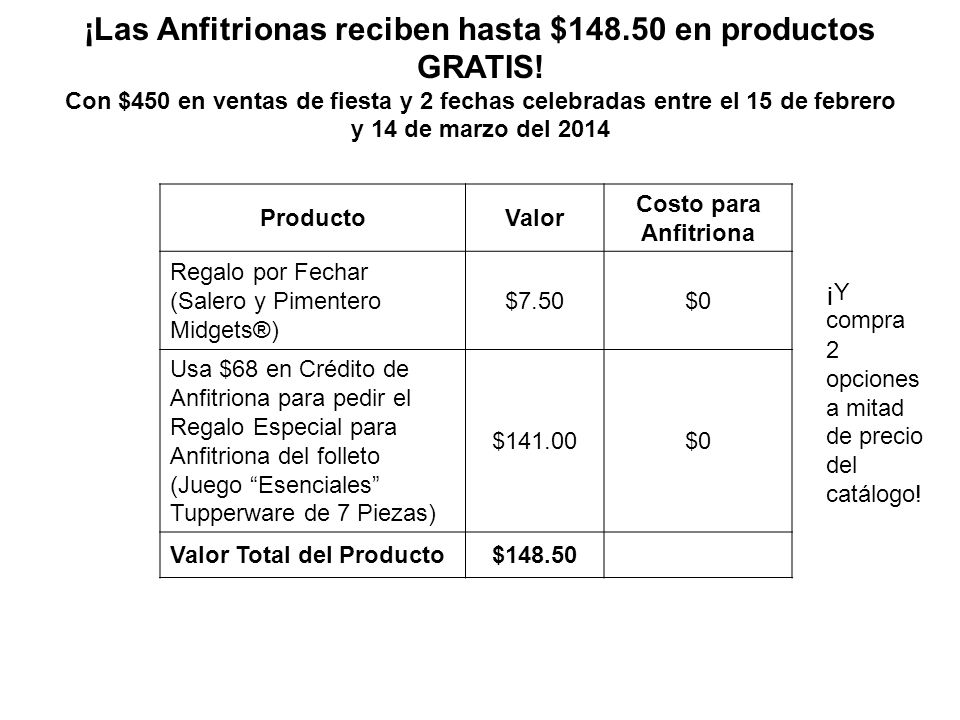 ¡Las Anfitrionas reciben hasta $ en productos GRATIS