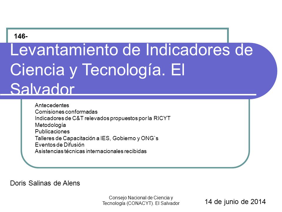 Levantamiento de Indicadores de Ciencia y Tecnología. El Salvador
