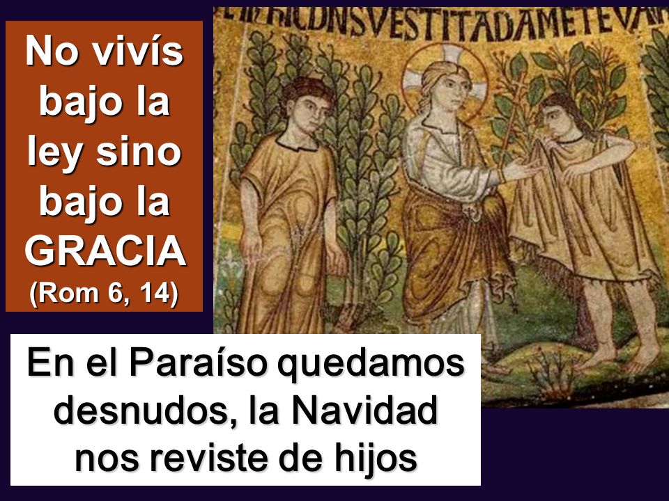 No vivís bajo la ley sino bajo la GRACIA (Rom 6, 14)