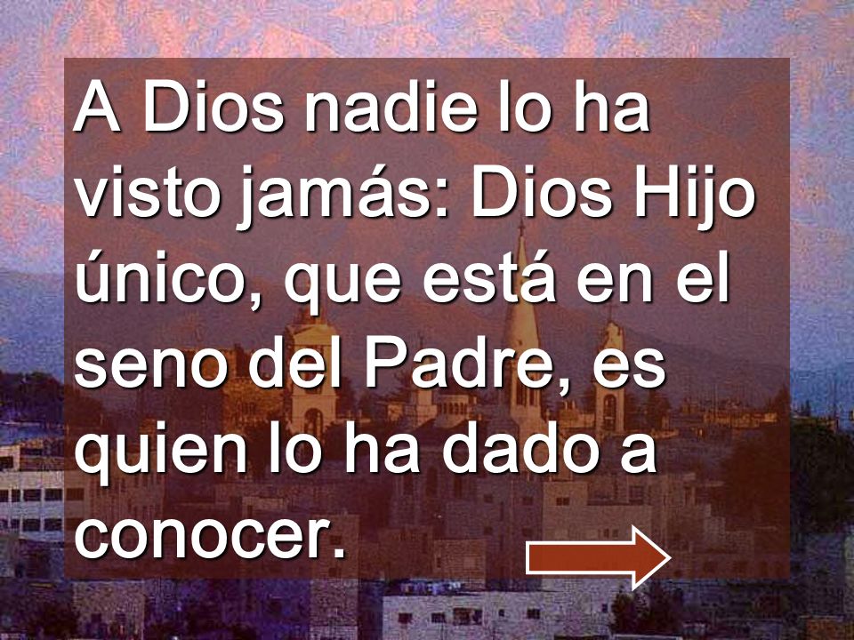 A Dios nadie lo ha visto jamás: Dios Hijo único, que está en el seno del Padre, es quien lo ha dado a conocer.