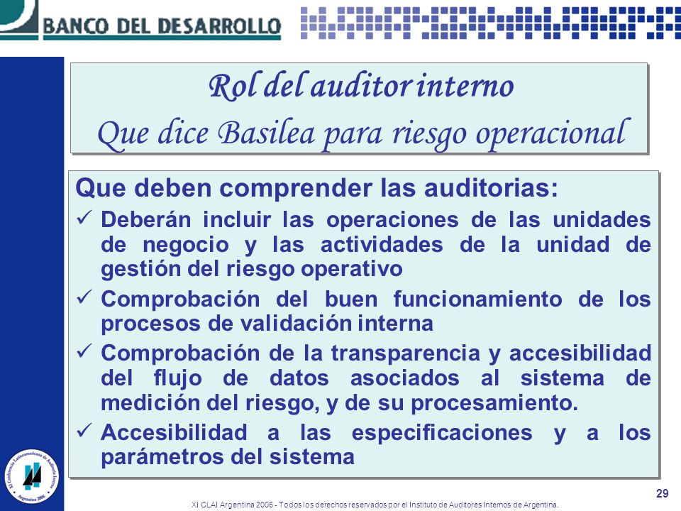 Rol del auditor interno Que dice Basilea para riesgo operacional