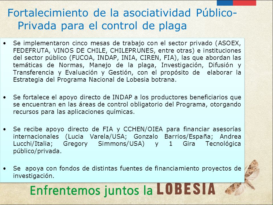 Fortalecimiento de la asociatividad Público-Privada para el control de plaga