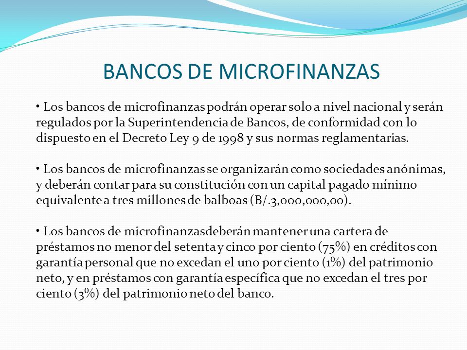 BANCOS DE MICROFINANZAS