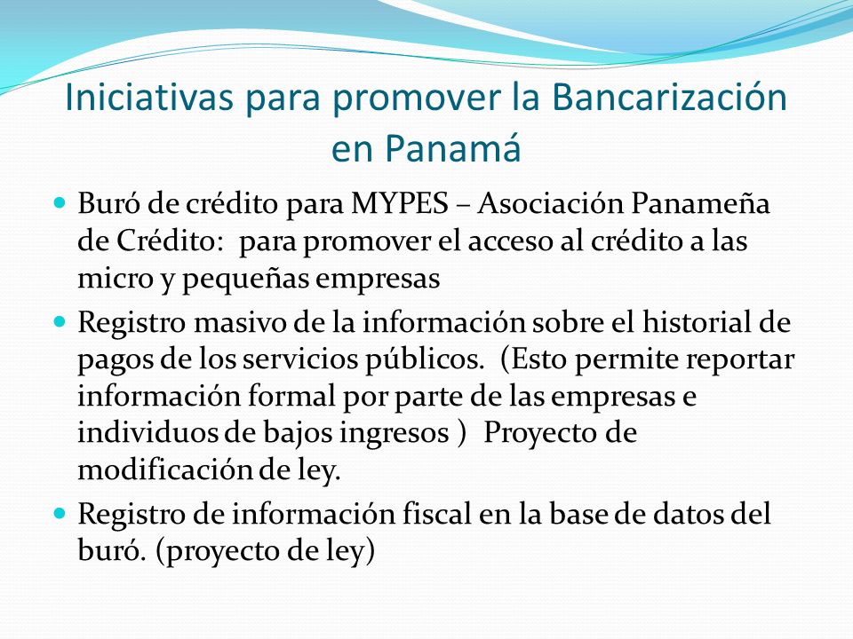 Iniciativas para promover la Bancarización en Panamá