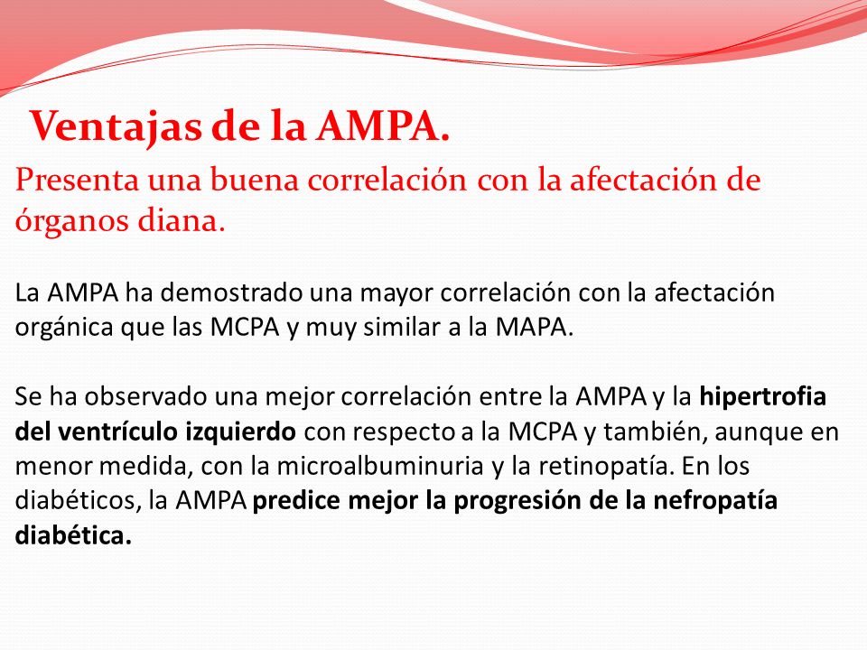 Ventajas de la AMPA. Presenta una buena correlación con la afectación de órganos diana.