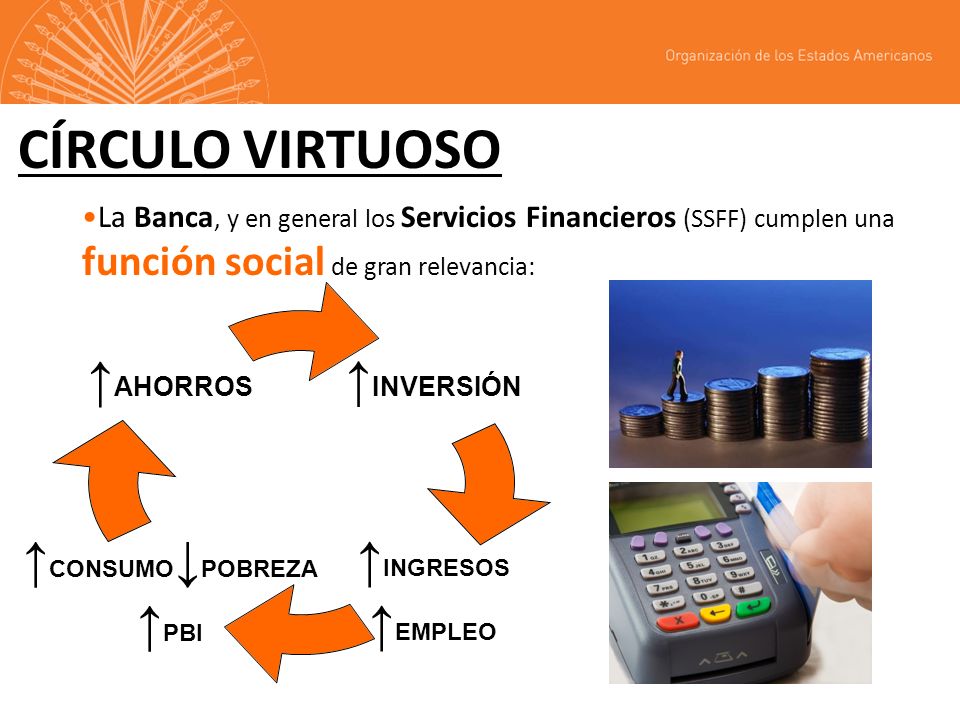 CÍRCULO VIRTUOSO La Banca, y en general los Servicios Financieros (SSFF) cumplen una función social de gran relevancia: