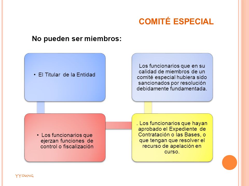 COMITÉ ESPECIAL No pueden ser miembros: El Titular de la Entidad