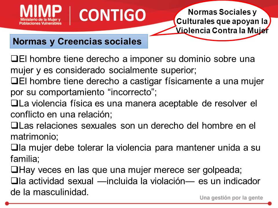 Normas Sociales y Culturales que apoyan la Violencia Contra la Mujer