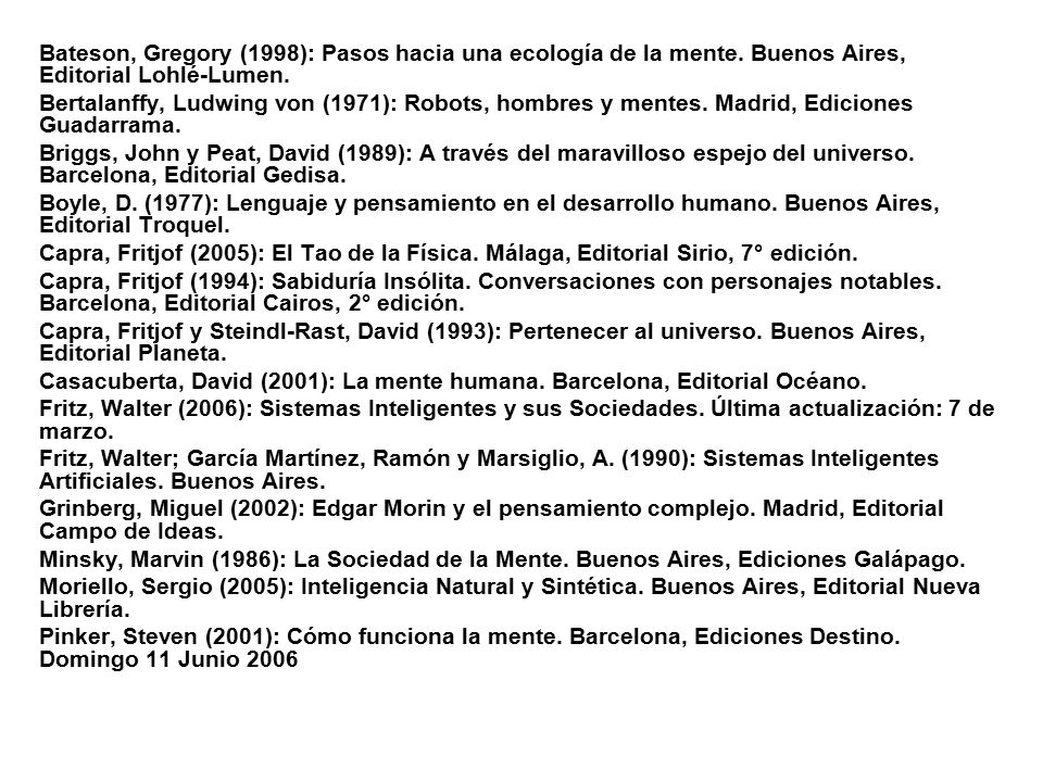Bateson, Gregory (1998): Pasos hacia una ecología de la mente