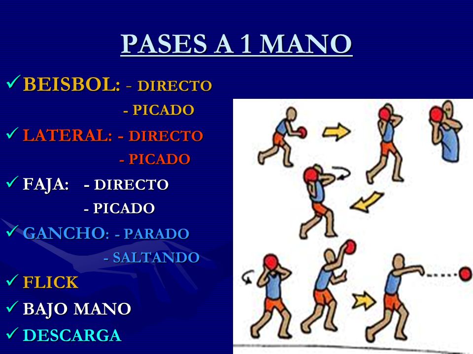 PASES A 1 MANO BEISBOL: - DIRECTO LATERAL: - DIRECTO FAJA: - DIRECTO