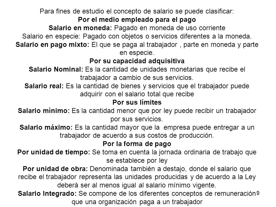 Por el medio empleado para el pago Por su capacidad adquisitiva