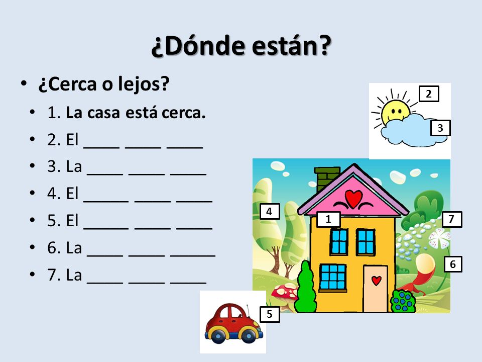 ¿Dónde están ¿Cerca o lejos 1. La casa está cerca.