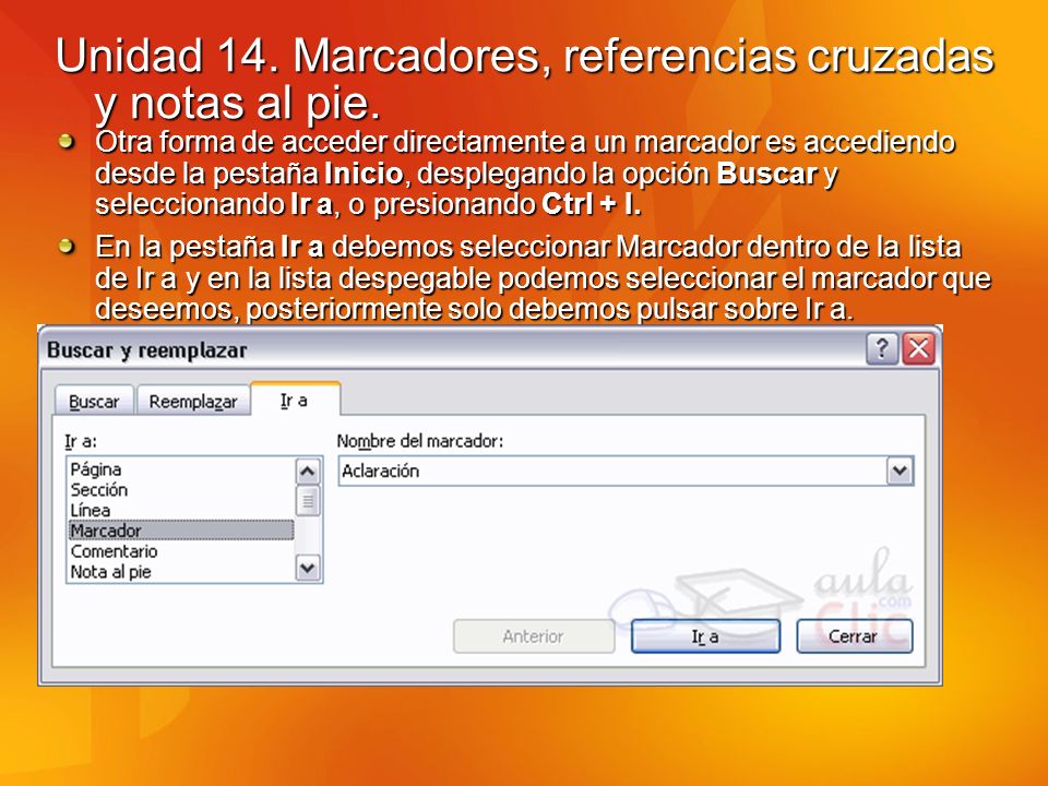 Unidad 14. Marcadores, referencias cruzadas y notas al pie.