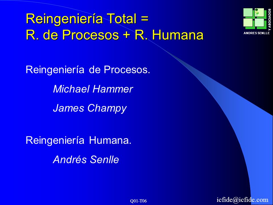 Reingeniería Total = R. de Procesos + R. Humana