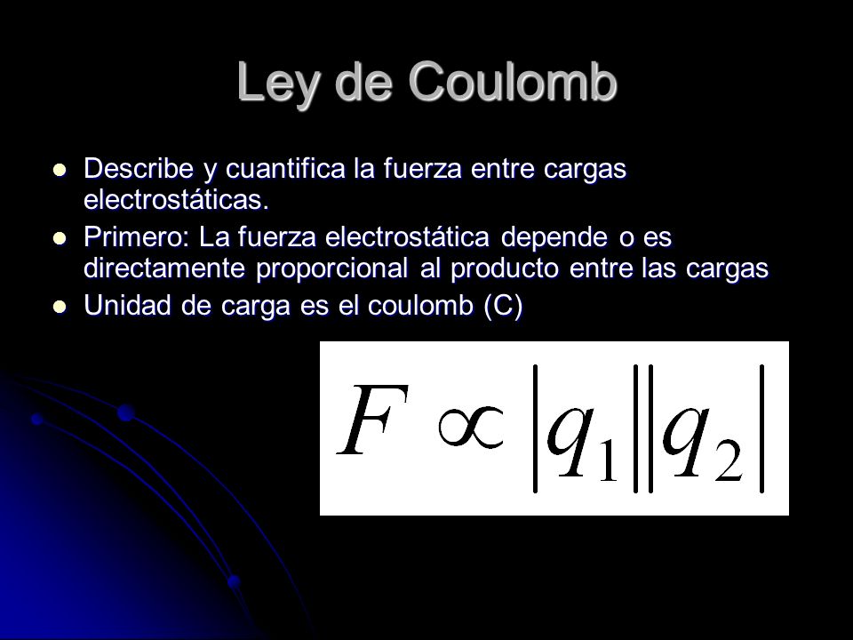 Ley de Coulomb Describe y cuantifica la fuerza entre cargas electrostáticas.