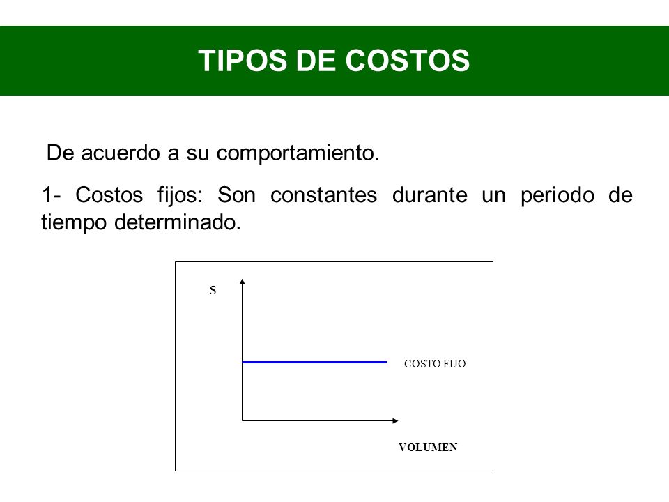 TIPOS DE COSTOS De acuerdo a su comportamiento.