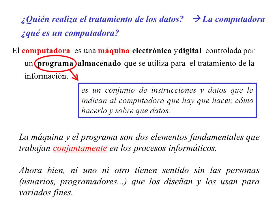 ¿Quién realiza el tratamiento de los datos  La computadora