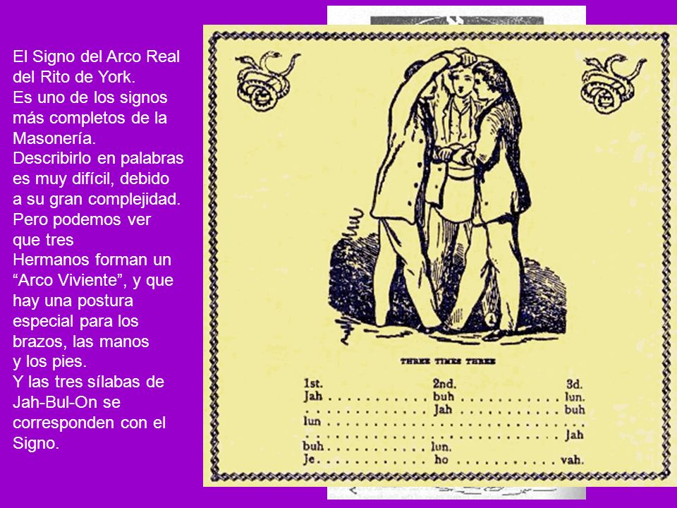 El Signo del Arco Real del Rito de York. Es uno de los signos. más completos de la. Masonería. Describirlo en palabras.