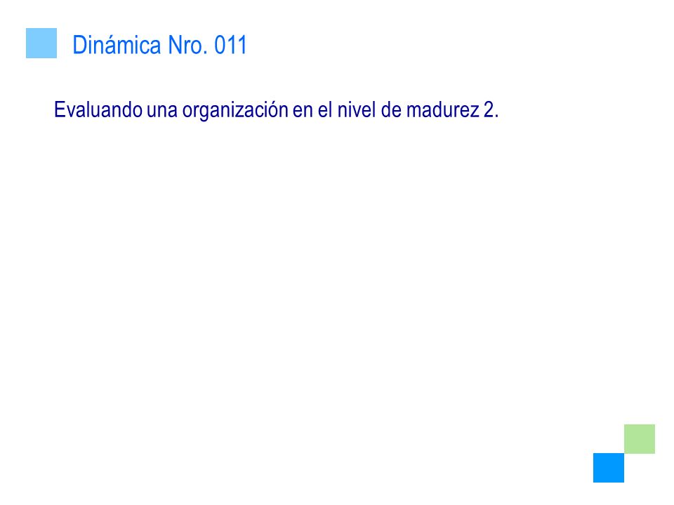Dinámica Nro. 011 Evaluando una organización en el nivel de madurez 2.