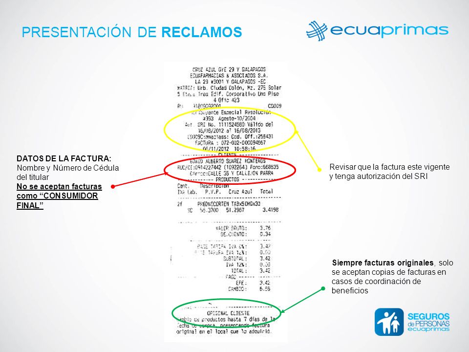 MÉDICO A DOMICILIO PRESENTACIÓN DE RECLAMOS DATOS DE LA FACTURA: