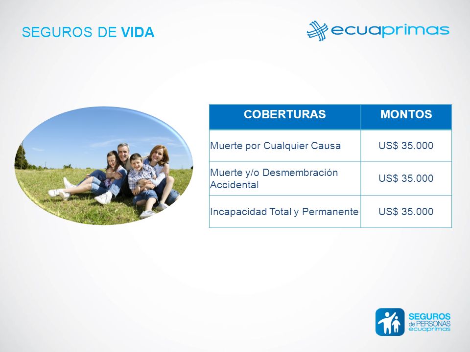 SEGUROS DE VIDA COBERTURAS MONTOS Muerte por Cualquier Causa