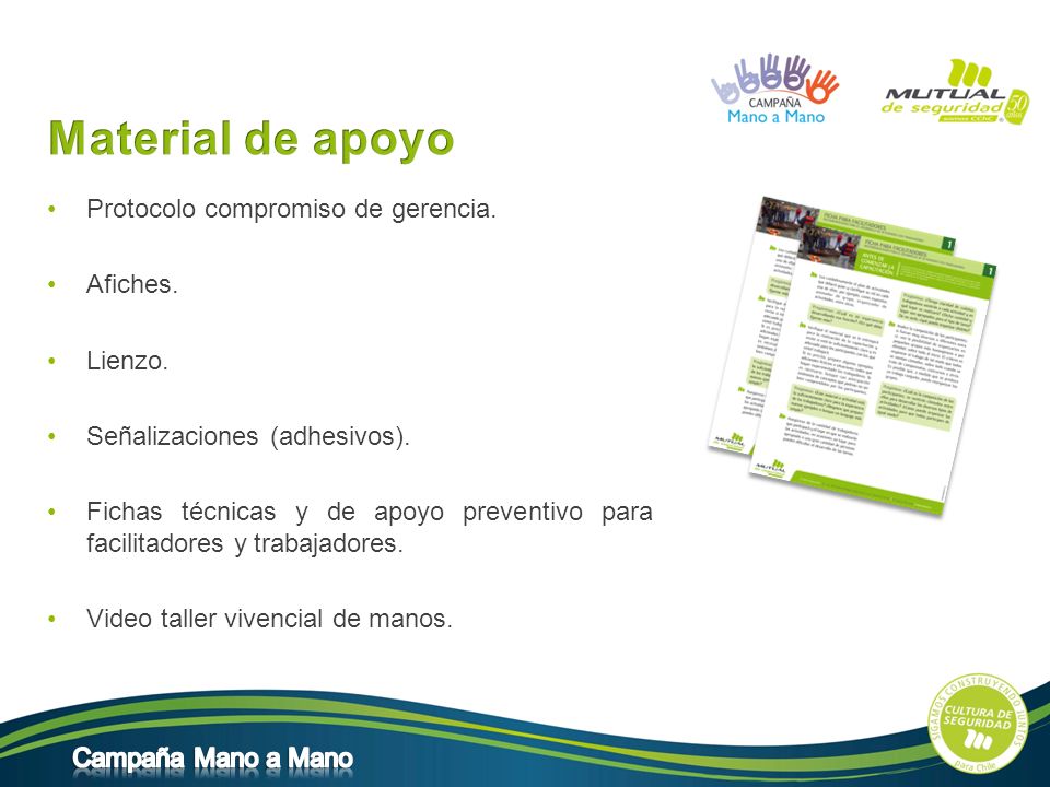 Material de apoyo Protocolo compromiso de gerencia. Afiches. Lienzo.