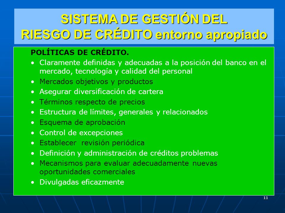 SISTEMA DE GESTIÓN DEL RIESGO DE CRÉDITO entorno apropiado