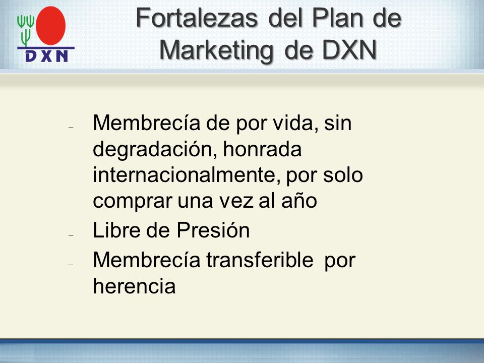 Fortalezas del Plan de Marketing de DXN