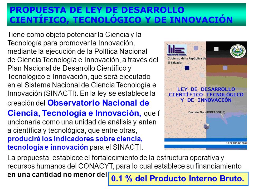 PROPUESTA DE LEY DE DESARROLLO CIENTÍFICO, TECNOLÓGICO Y DE INNOVACIÓN