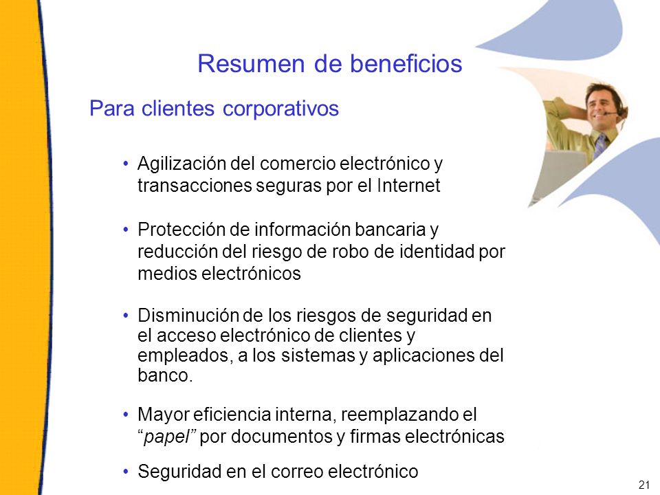 Resumen de beneficios Para clientes corporativos