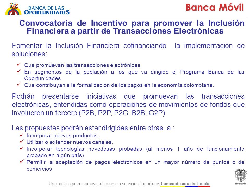 Convocatoria de Incentivo para promover la Inclusión Financiera a partir de Transacciones Electrónicas