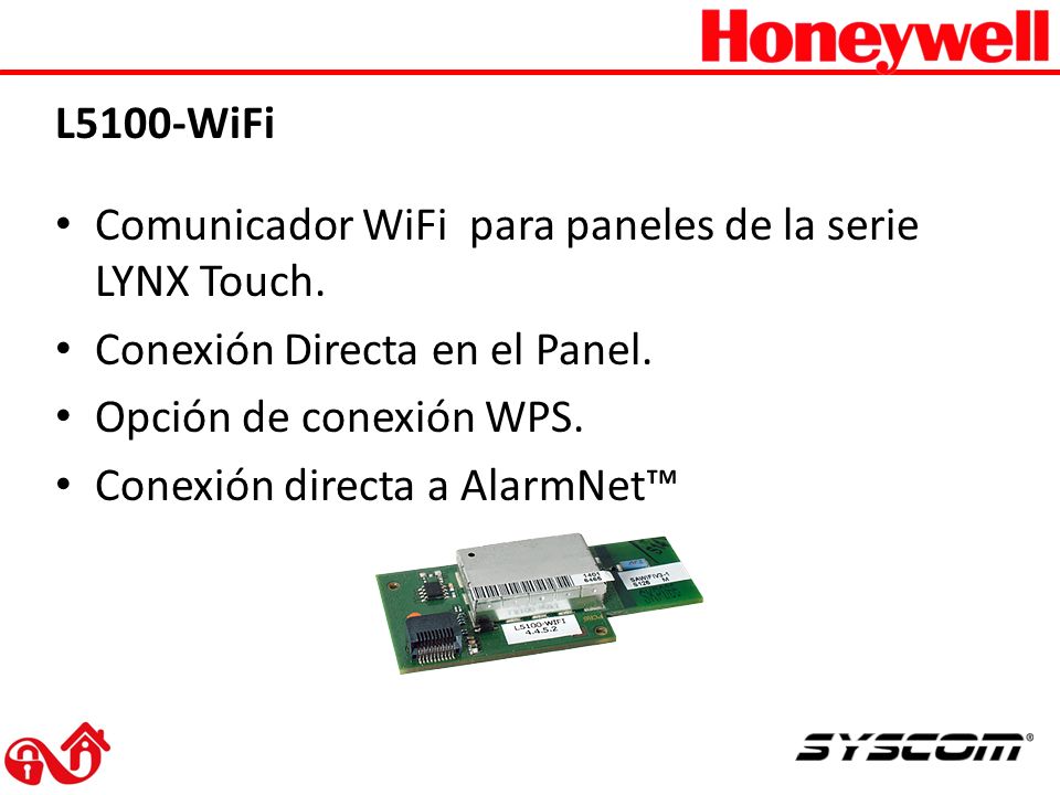 L5100-WiFi Comunicador WiFi para paneles de la serie LYNX Touch. Conexión Directa en el Panel. Opción de conexión WPS.