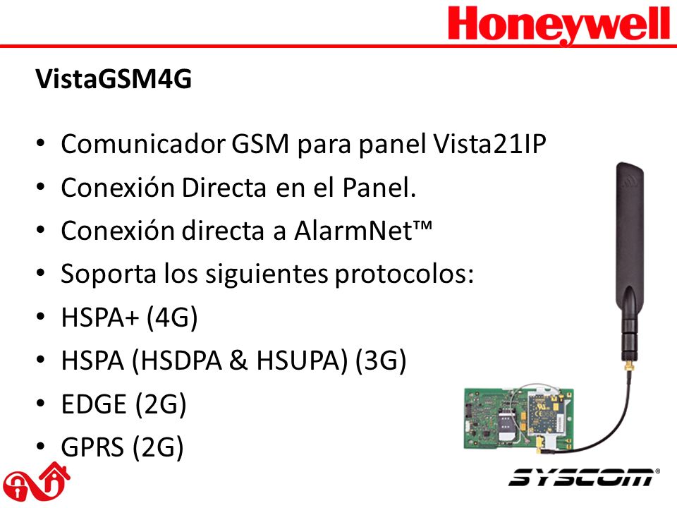 VistaGSM4G Comunicador GSM para panel Vista21IP. Conexión Directa en el Panel. Conexión directa a AlarmNet™