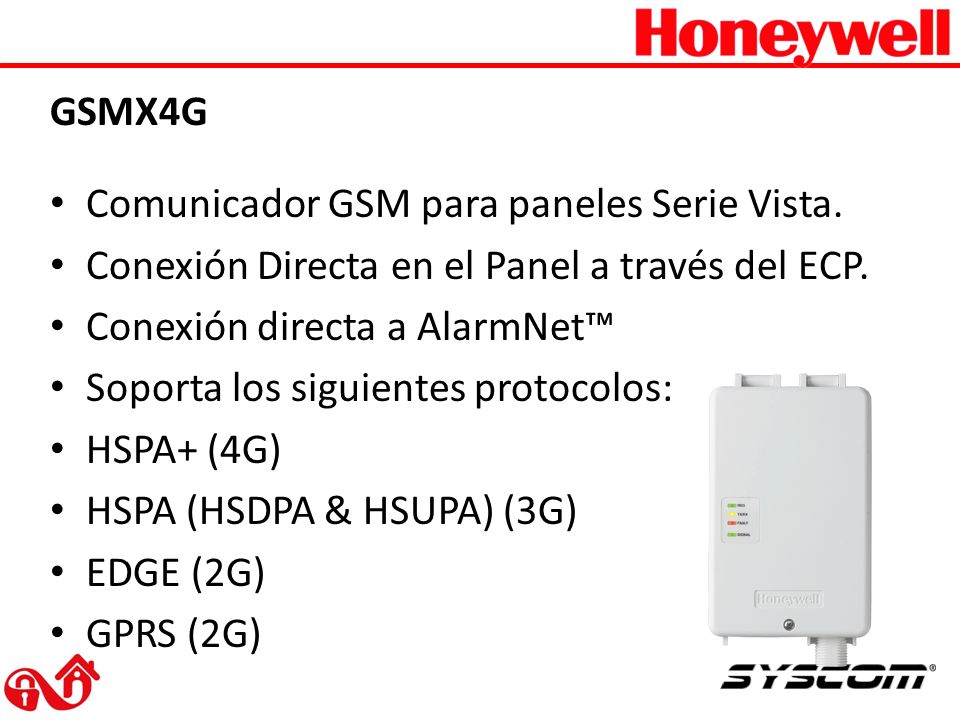 GSMX4G Comunicador GSM para paneles Serie Vista. Conexión Directa en el Panel a través del ECP. Conexión directa a AlarmNet™