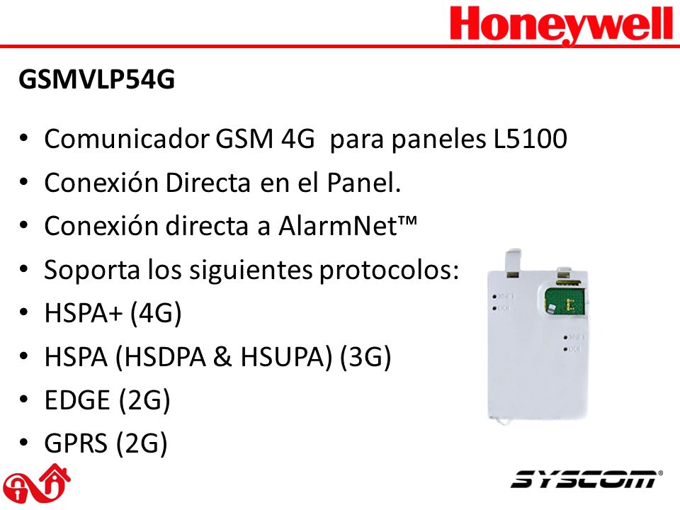 GSMVLP54G Comunicador GSM 4G para paneles L5100. Conexión Directa en el Panel. Conexión directa a AlarmNet™
