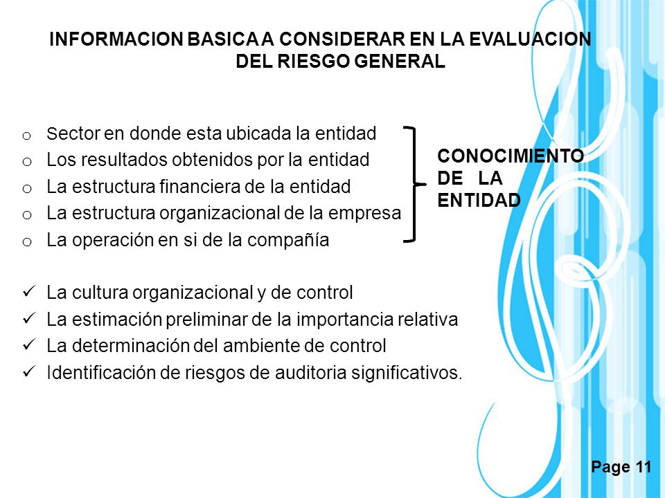 INFORMACION BASICA A CONSIDERAR EN LA EVALUACION DEL RIESGO GENERAL