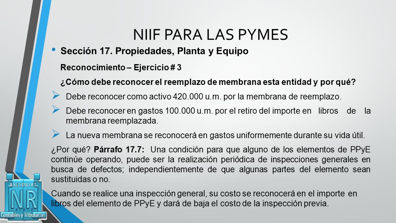 NIIF PARA LAS PYMES Sección 17. Propiedades, Planta y Equipo