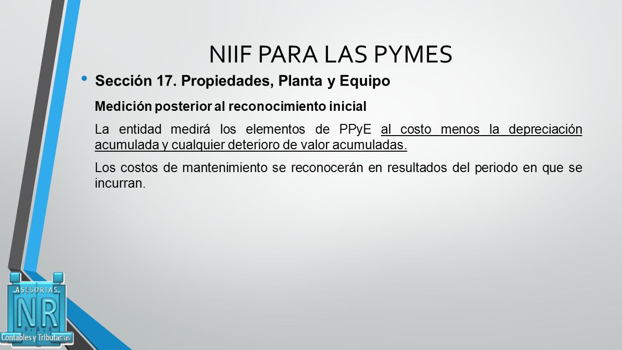 NIIF PARA LAS PYMES Sección 17. Propiedades, Planta y Equipo