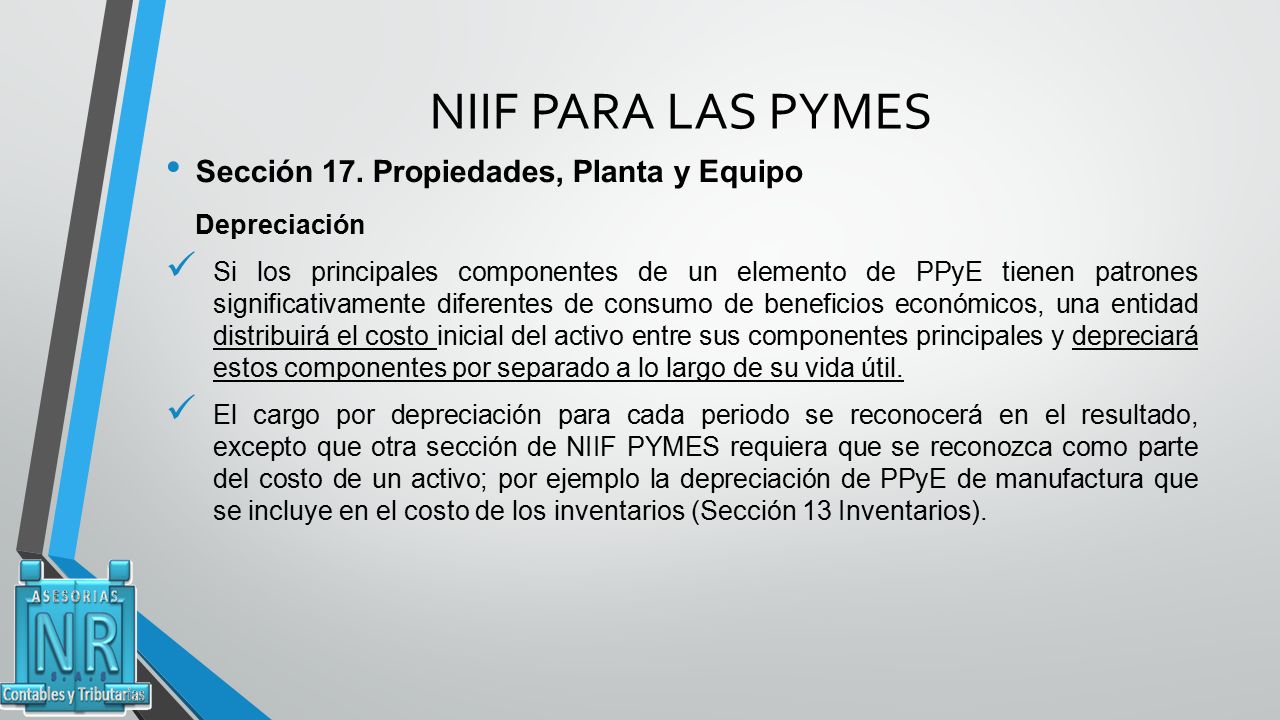 NIIF PARA LAS PYMES Sección 17. Propiedades, Planta y Equipo