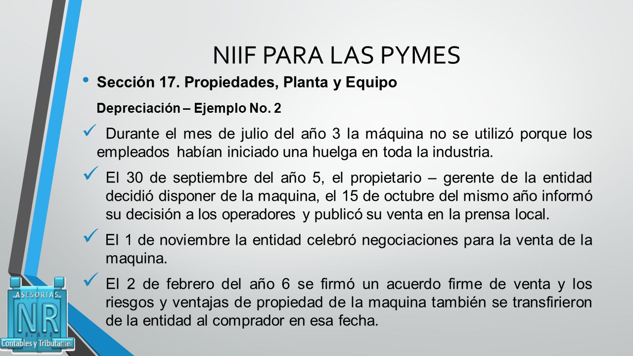 NIIF PARA LAS PYMES Sección 17. Propiedades, Planta y Equipo