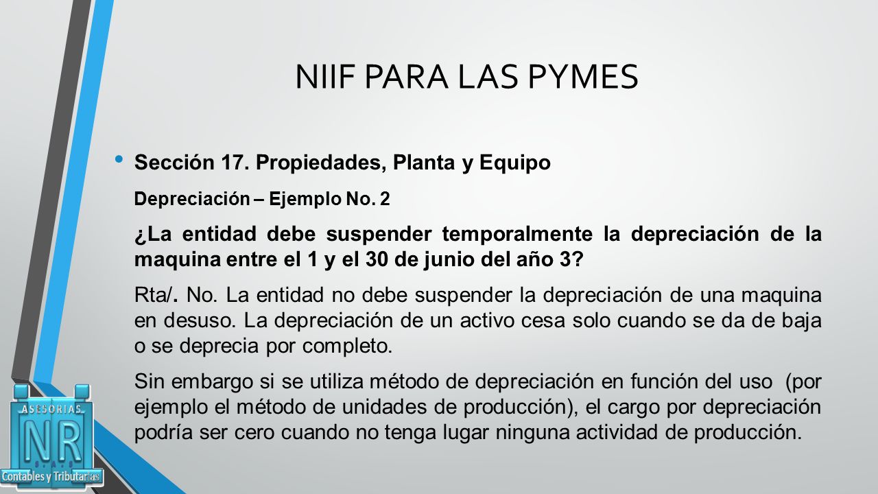 NIIF PARA LAS PYMES Sección 17. Propiedades, Planta y Equipo