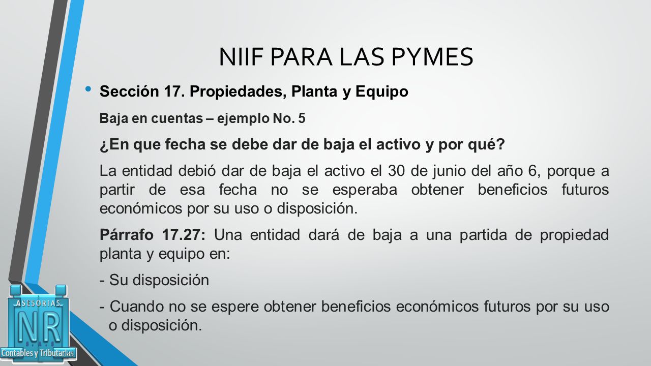 NIIF PARA LAS PYMES Sección 17. Propiedades, Planta y Equipo